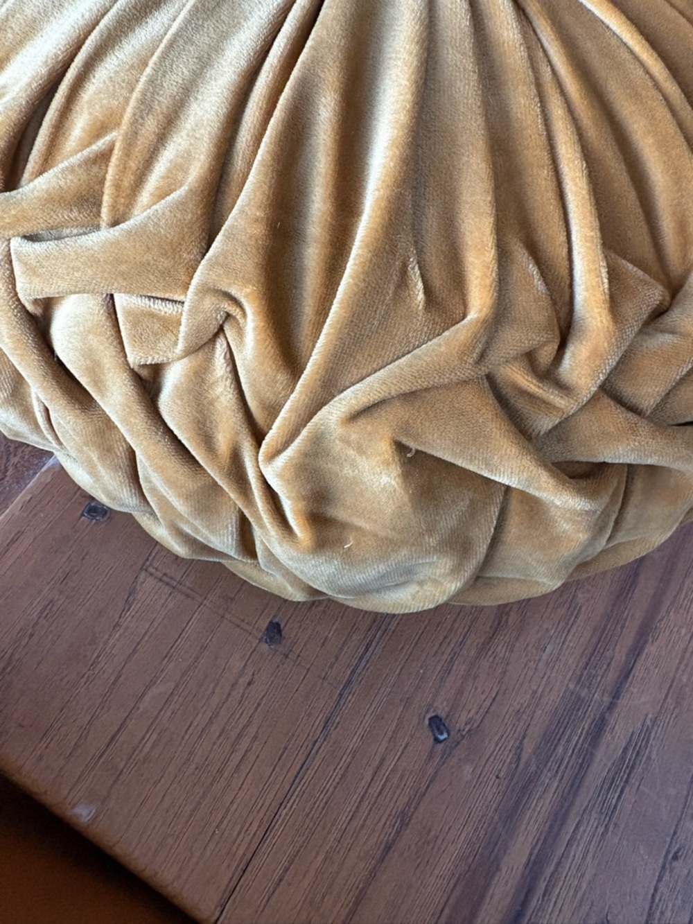 Gold Velvet Round Tufted Throw Pillow - Unbranded - Picture 3 of 3